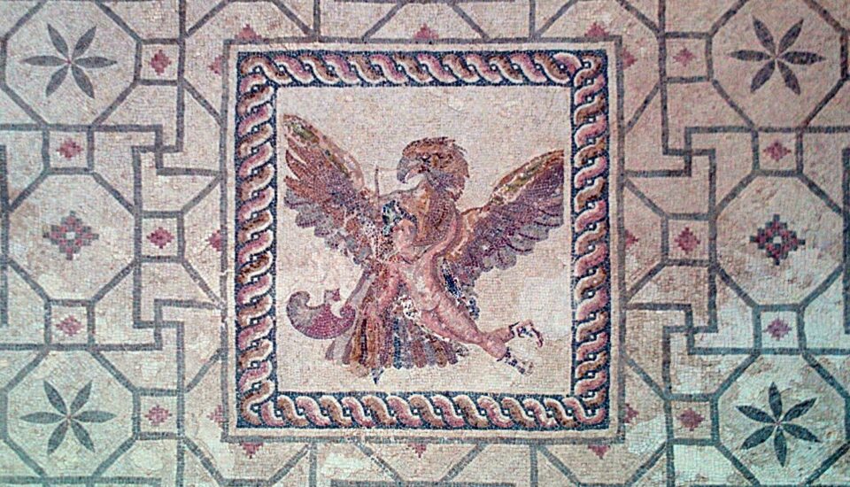 Mosaik im Haus des Dionysos: Ganymedes und der Adler