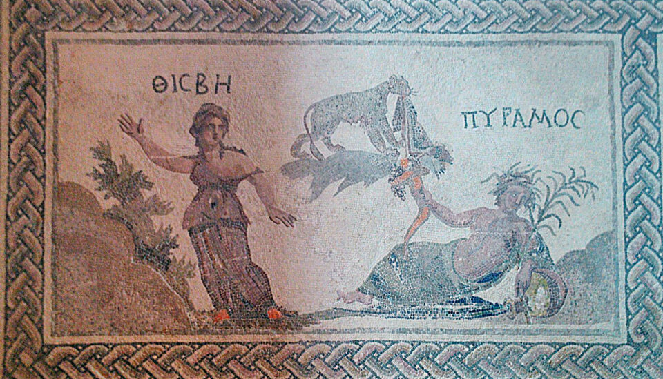 Mosaik im Haus des Dionysos: Thisbe und Pyramos