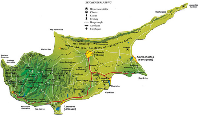 landkarte zypern sehenswürdigkeiten Zypern Auf Einen Blick Informationen Uber Zypern landkarte zypern sehenswürdigkeiten